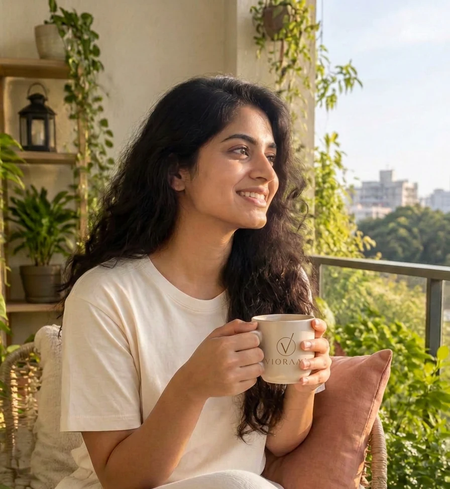 Slow weekends with a VIORAAA-branded coffee cup